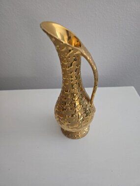 Vintage Weeping gold 22k pitcher porcelain hand decorated
